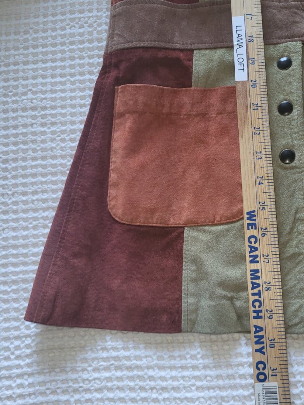 Vintage Mambo Genuine Suede Leather Patchwork Jacket Coat Made In USA 70s Boho M - Picture 12 of 13